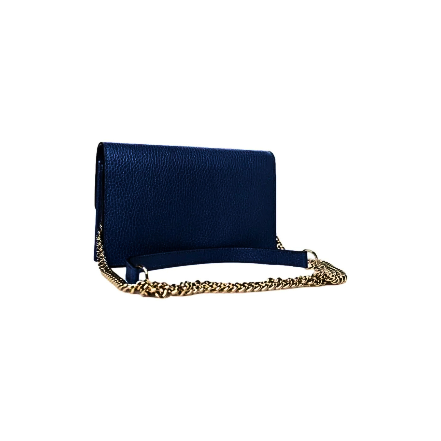 Gucci Marmont GG Deep Blue Leather Wallet Chain Crossbody Bag