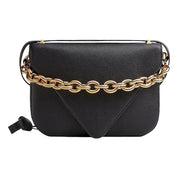 Bottega Veneta Mount Envelope Black and Gold Leather Medium Shoulder Bag