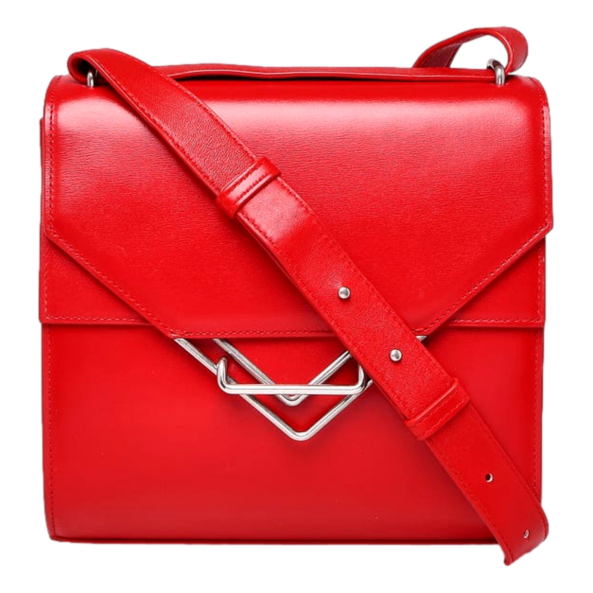 Bottega Veneta The Clip Chili Red Calfskin Leather Shoulder and Crossbody Bag