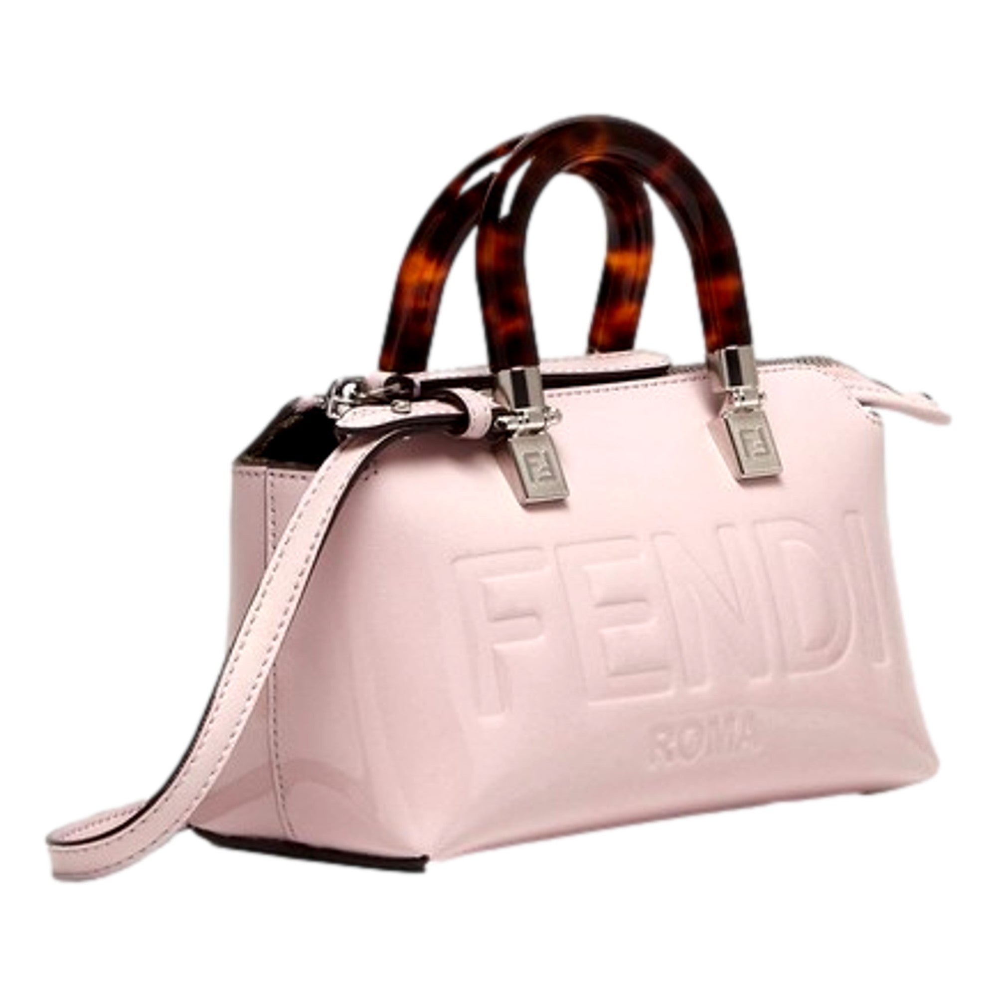 Fendi By The Way Mini Bag Light Pink Patent Leather Small Boston Bag
