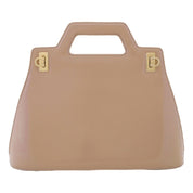 Salvatore Ferragamo Wanda Beige Patent Leather Top Handle Handbag