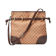 Gucci 1955 Horsebit Beige Canvas Drawstring Crossbody Bag
