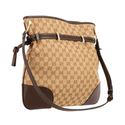 Gucci 1955 Horsebit Beige Canvas Drawstring Crossbody Bag