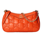 Gucci GG Quilted Matelassé Orange Leather Mini Shoulder Bag