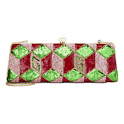 Gucci Broadway Embellished Sequins and Crystals Red Green Pink Chain Shoulder Bag Clutch
