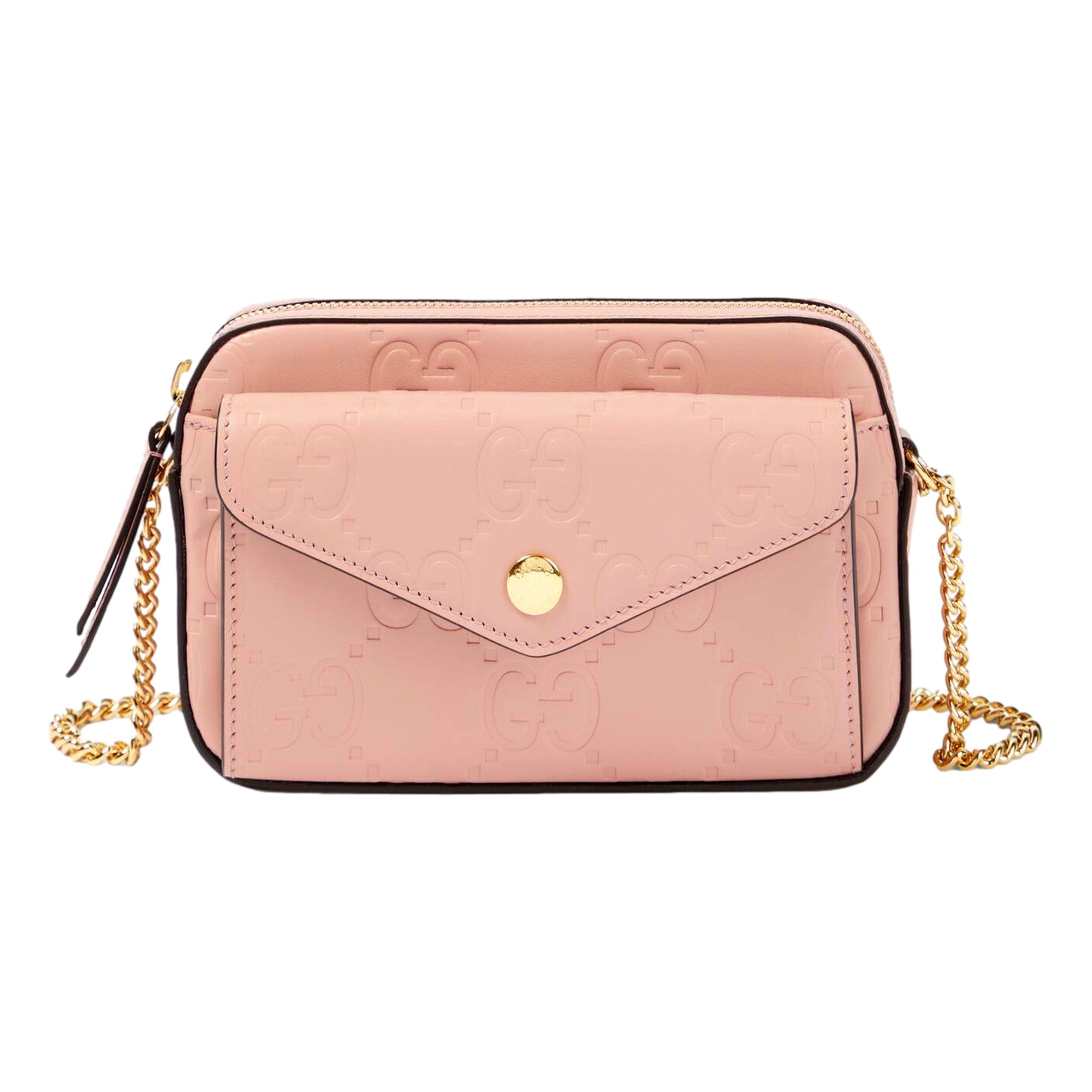 Gucci Gilbert Pink Calfskin Mini Envelope Crossbody Bag