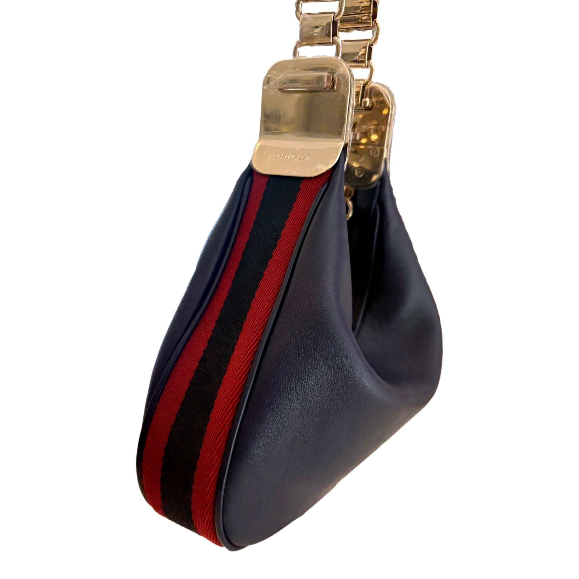 Gucci Attaché Navy Leather Small Shoulder Bag