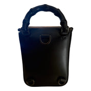 Gucci Bamboo 1947 Black Leather Mini Handbag Top Handle Bag