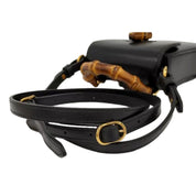 Gucci Bamboo Black Leather Mini Handbag Top Handle Bag