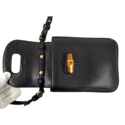 Gucci Bamboo Black Leather Mini Handbag Top Handle Bag