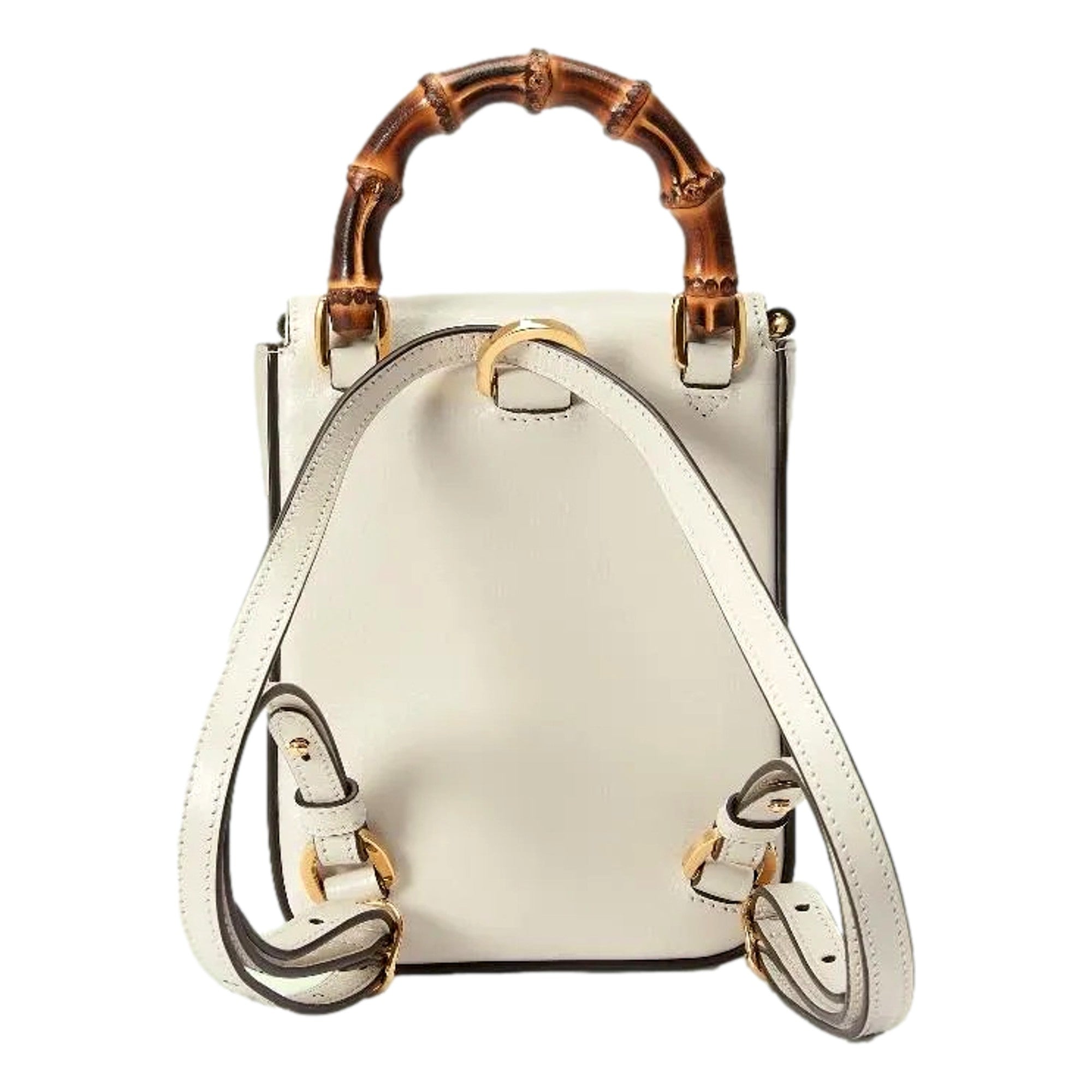 Gucci Bamboo Cream Leather Mini Handbag Top Handle Bag