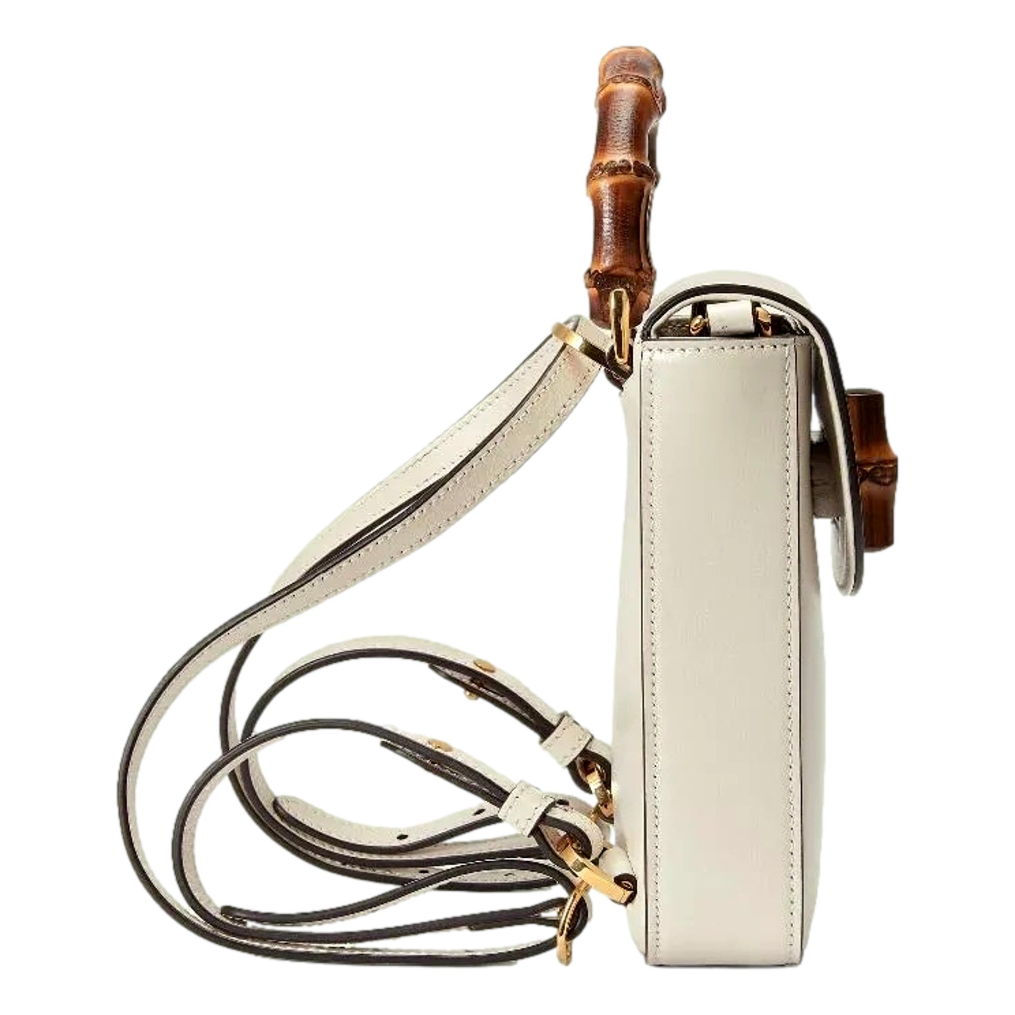 Gucci Bamboo Cream Leather Mini Handbag Top Handle Bag