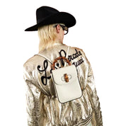 Gucci Bamboo Cream Leather Mini Handbag Top Handle Bag