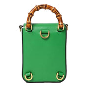 Gucci Bamboo Green Leather Mini Handbag Top Handle Bag