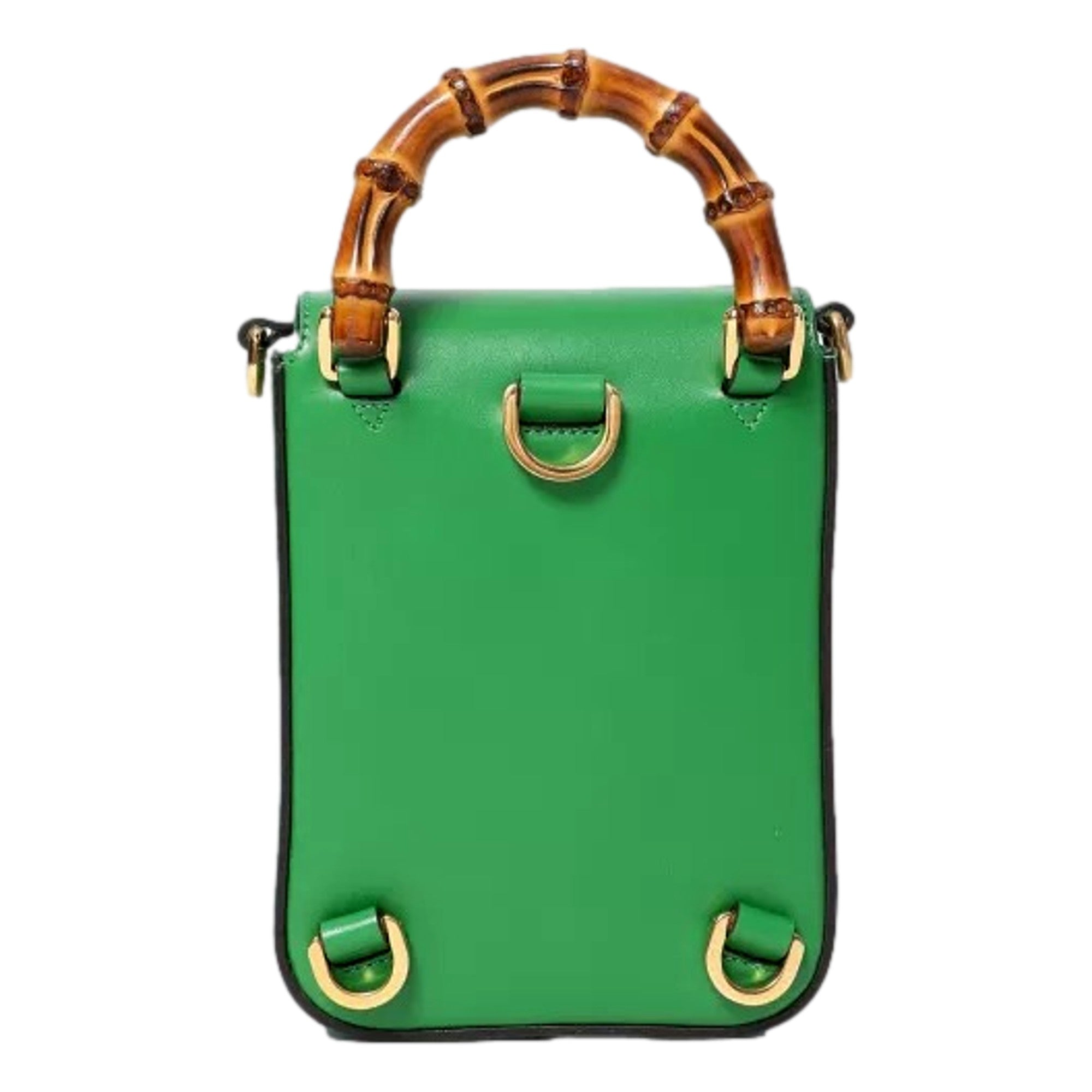 Gucci Bamboo Green Leather Mini Handbag Top Handle Bag
