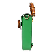 Gucci Bamboo Green Leather Mini Handbag Top Handle Bag
