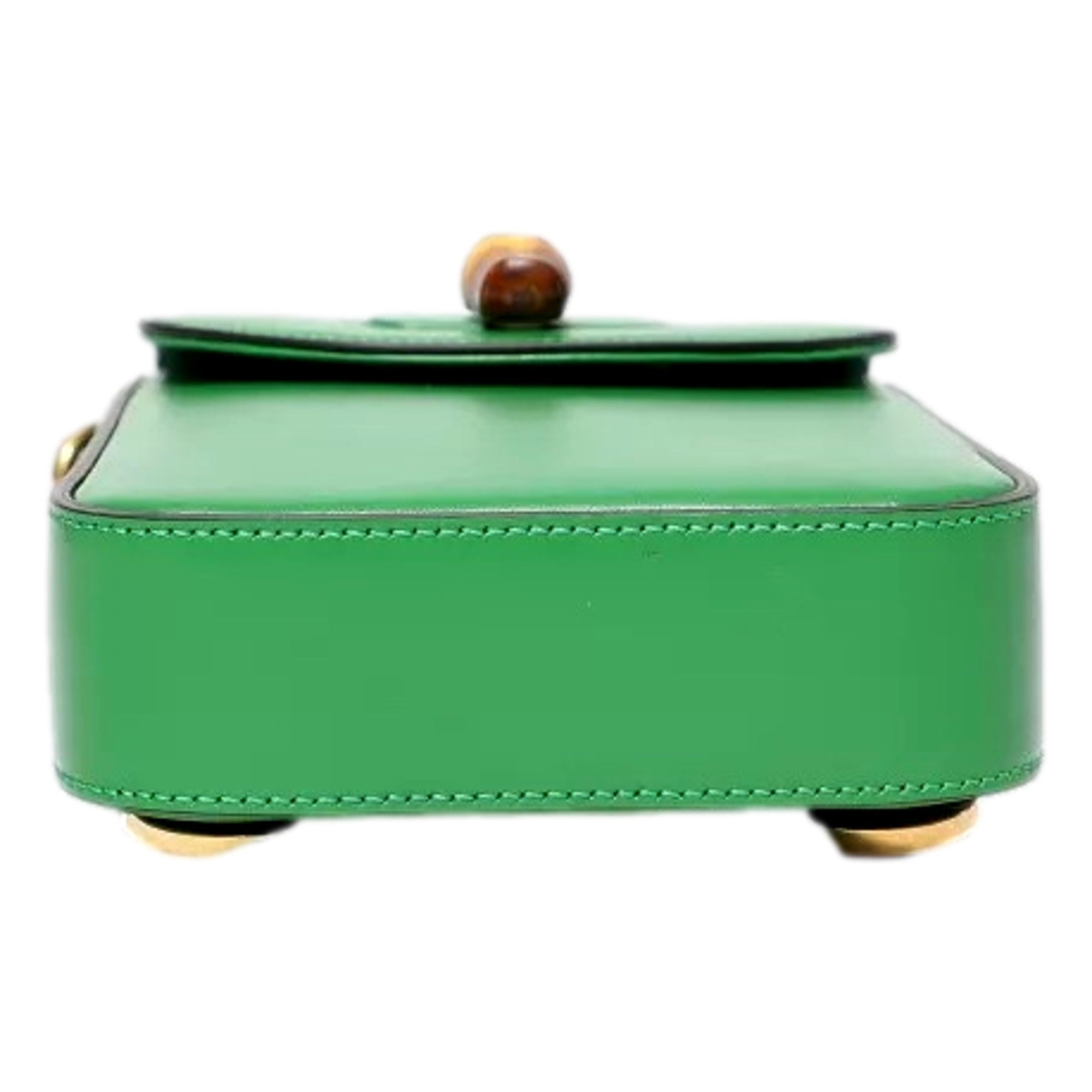 Gucci Bamboo Green Leather Mini Handbag Top Handle Bag