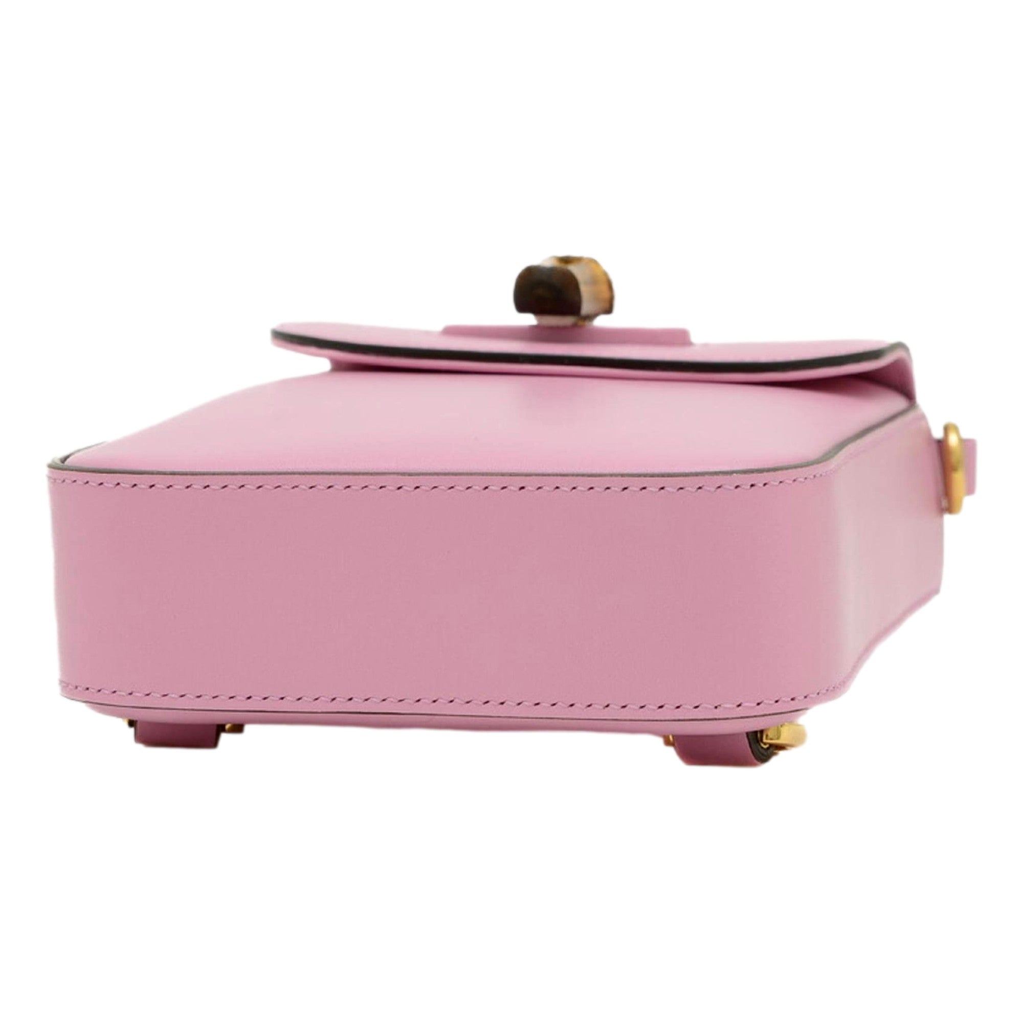Gucci Bamboo Pink Leather Mini Handbag Top Handle Bag