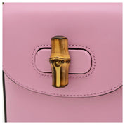 Gucci Bamboo Pink Leather Mini Handbag Top Handle Bag