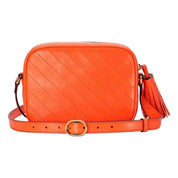Gucci Blondie GG Patch Diagonal Stitching Orange Leather Crossbody Handbag