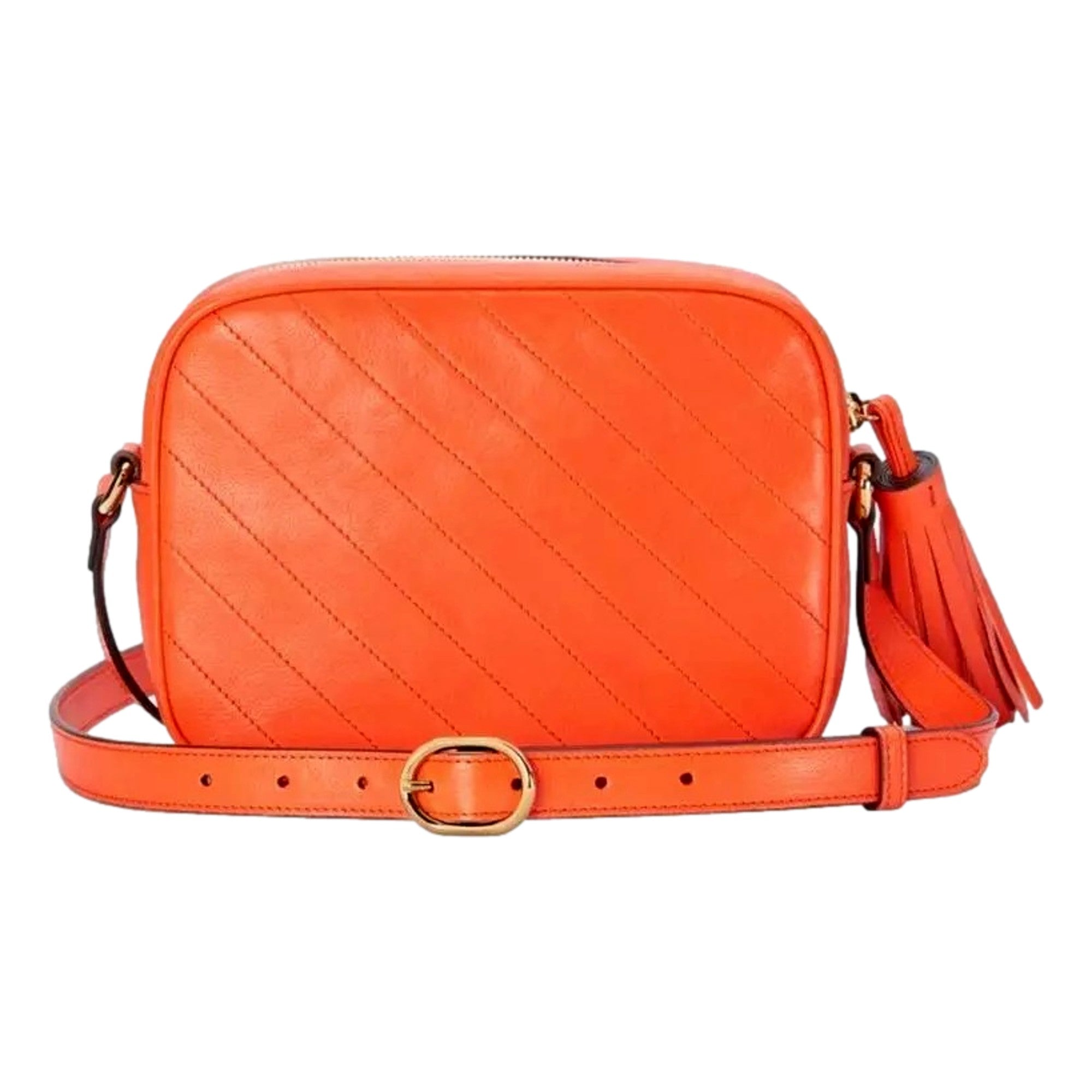 Gucci Blondie GG Patch Diagonal Stitching Orange Leather Crossbody Handbag