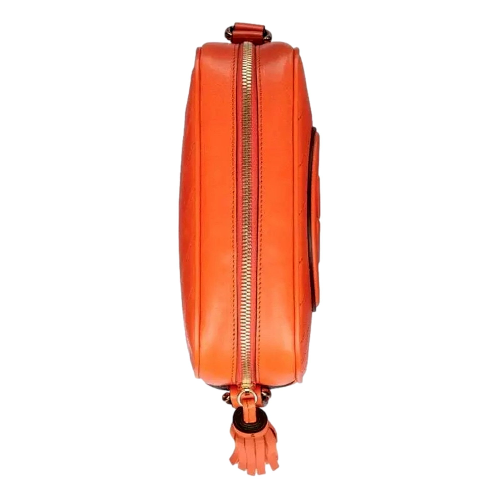 Gucci Blondie GG Patch Diagonal Stitching Orange Leather Crossbody Handbag