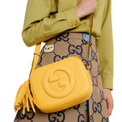 Gucci Blondie GG Patch Diagonal Stitching Yellow Leather Crossbody Handbag
