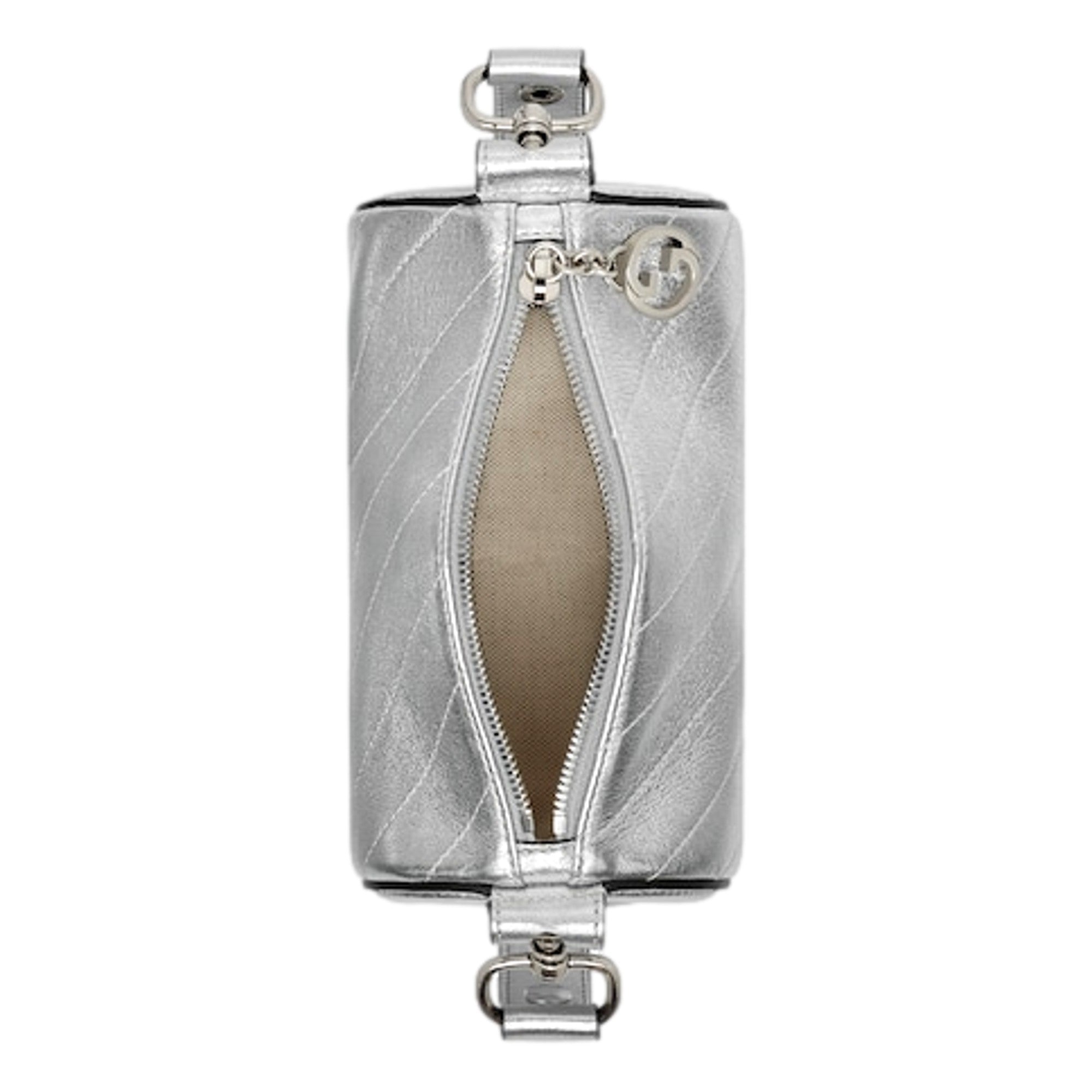 Gucci Blondie Metallic Silver Leather Mini Shoulder Bag