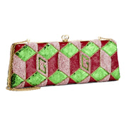 Gucci Broadway Embellished Sequins and Crystals Red Green Pink Chain Shoulder Bag Clutch