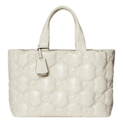 Gucci GG Guccissima Cream White Matelassé Leather Tote Bag