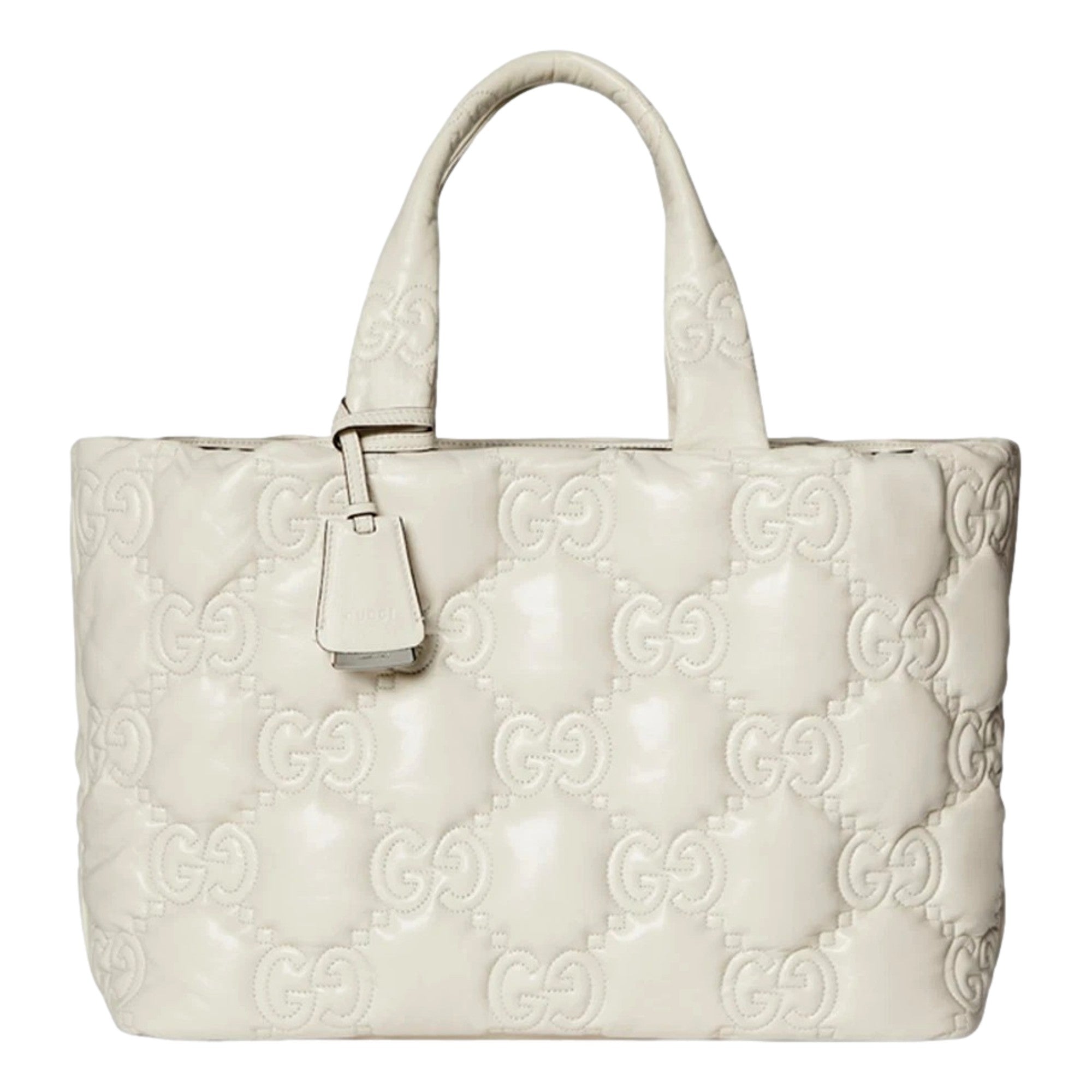 Gucci GG Guccissima Cream White Matelassé Leather Tote Bag