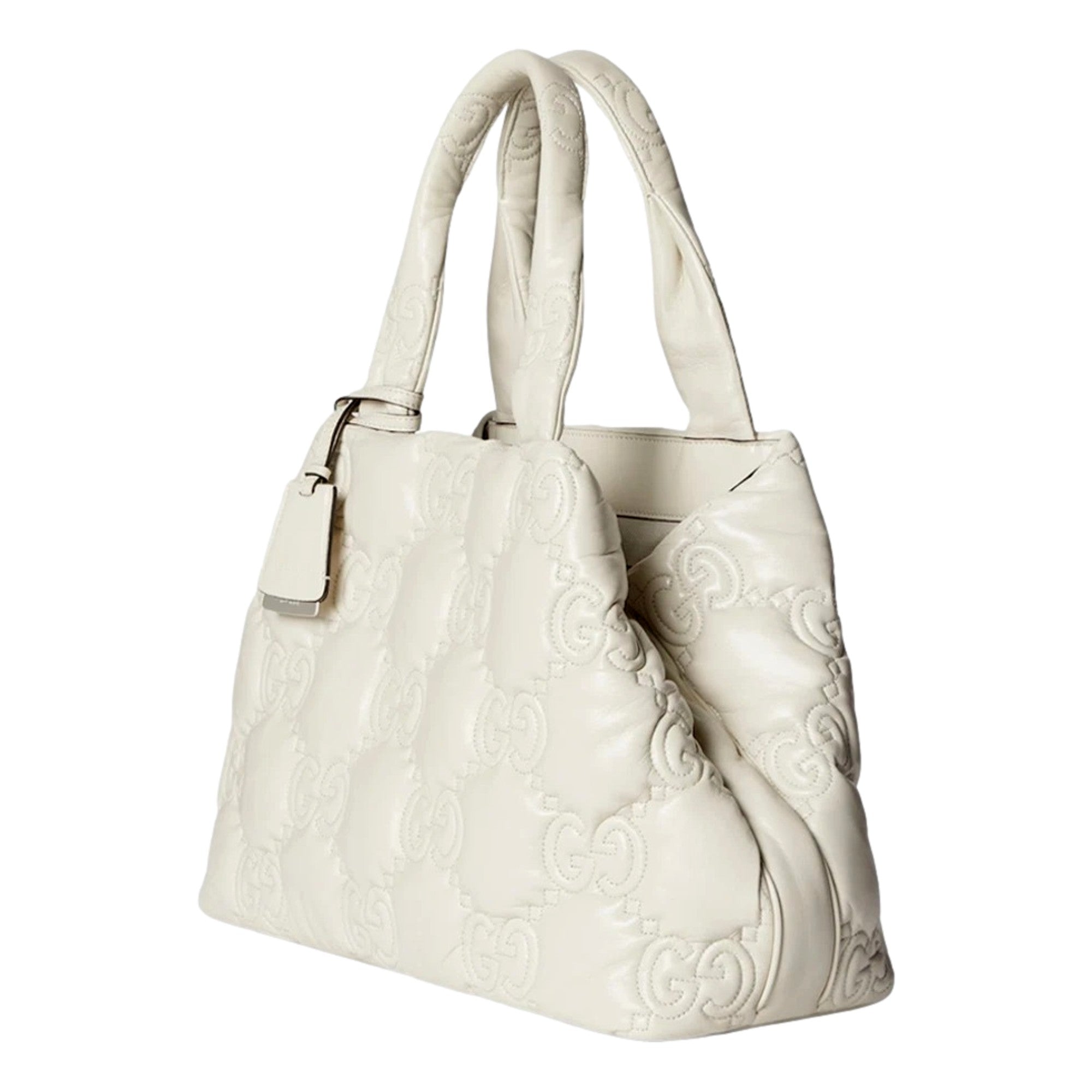 Gucci GG Guccissima Cream White Matelassé Leather Tote Bag