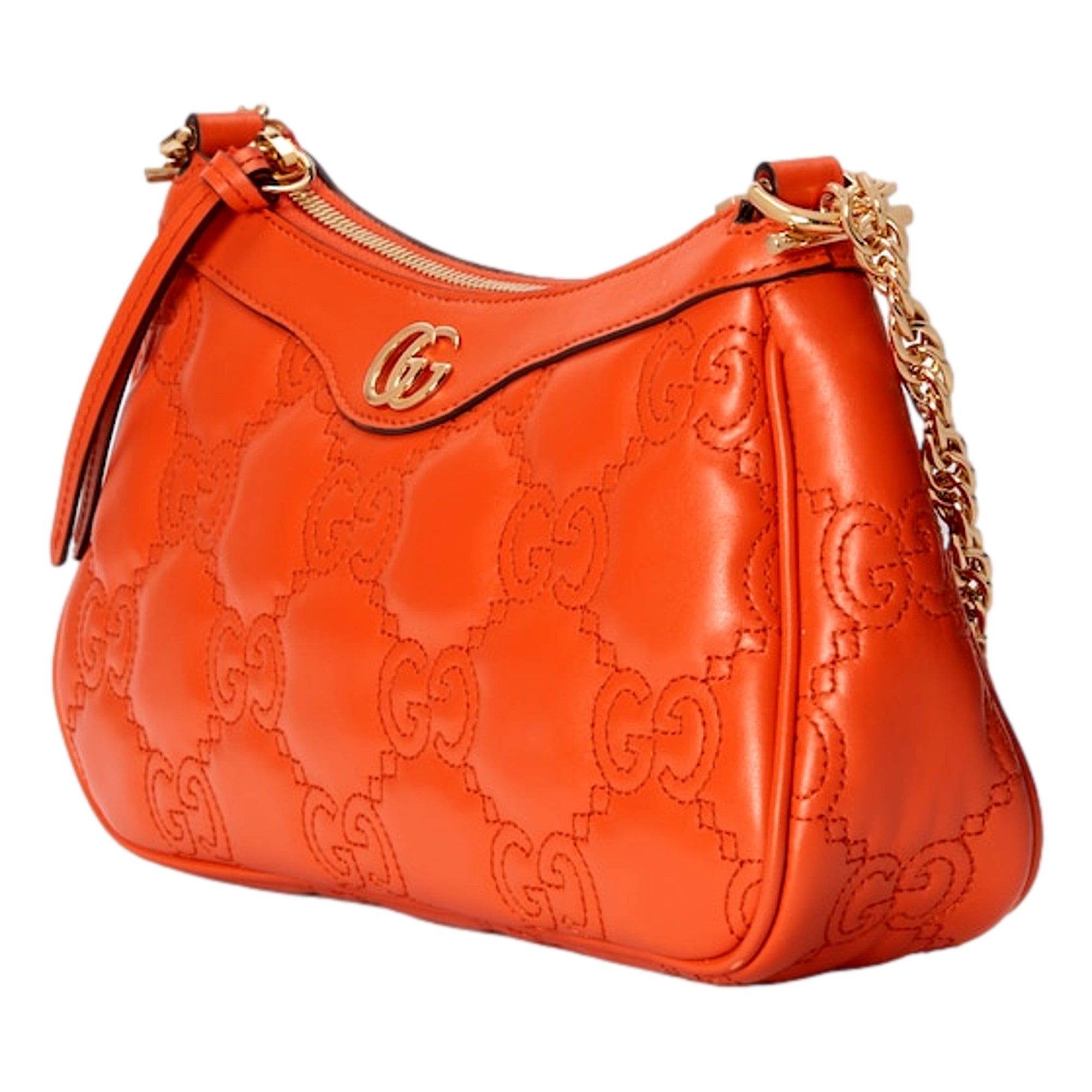 Gucci GG Quilted Matelassé Orange Leather Mini Shoulder Bag