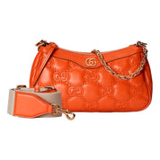 Gucci GG Quilted Matelassé Orange Leather Mini Shoulder Bag