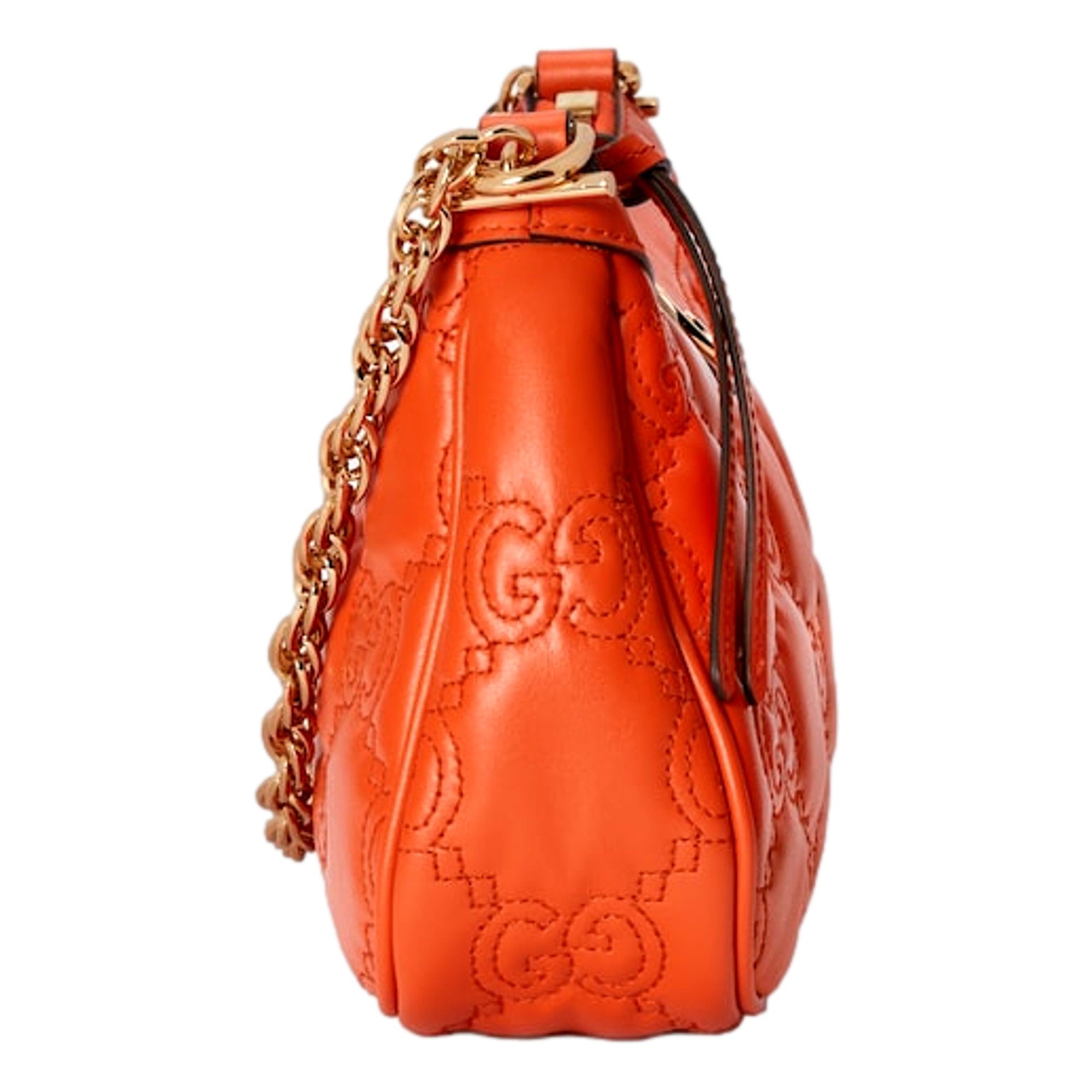 Gucci GG Quilted Matelassé Orange Leather Mini Shoulder Bag