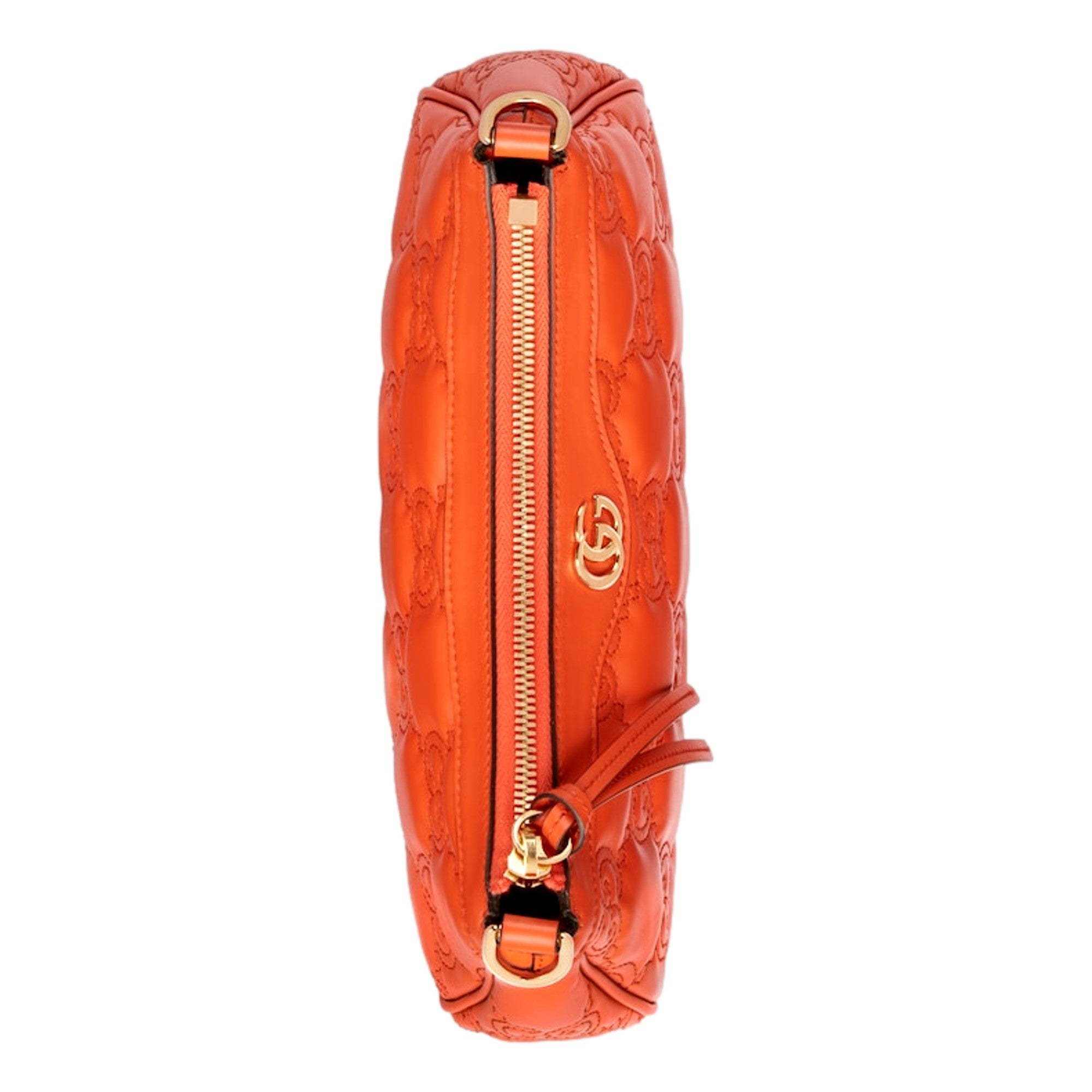 Gucci GG Quilted Matelassé Orange Leather Mini Shoulder Bag