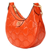 Gucci GG Quilted Matelassé Orange Leather Small Shoulder Handbag