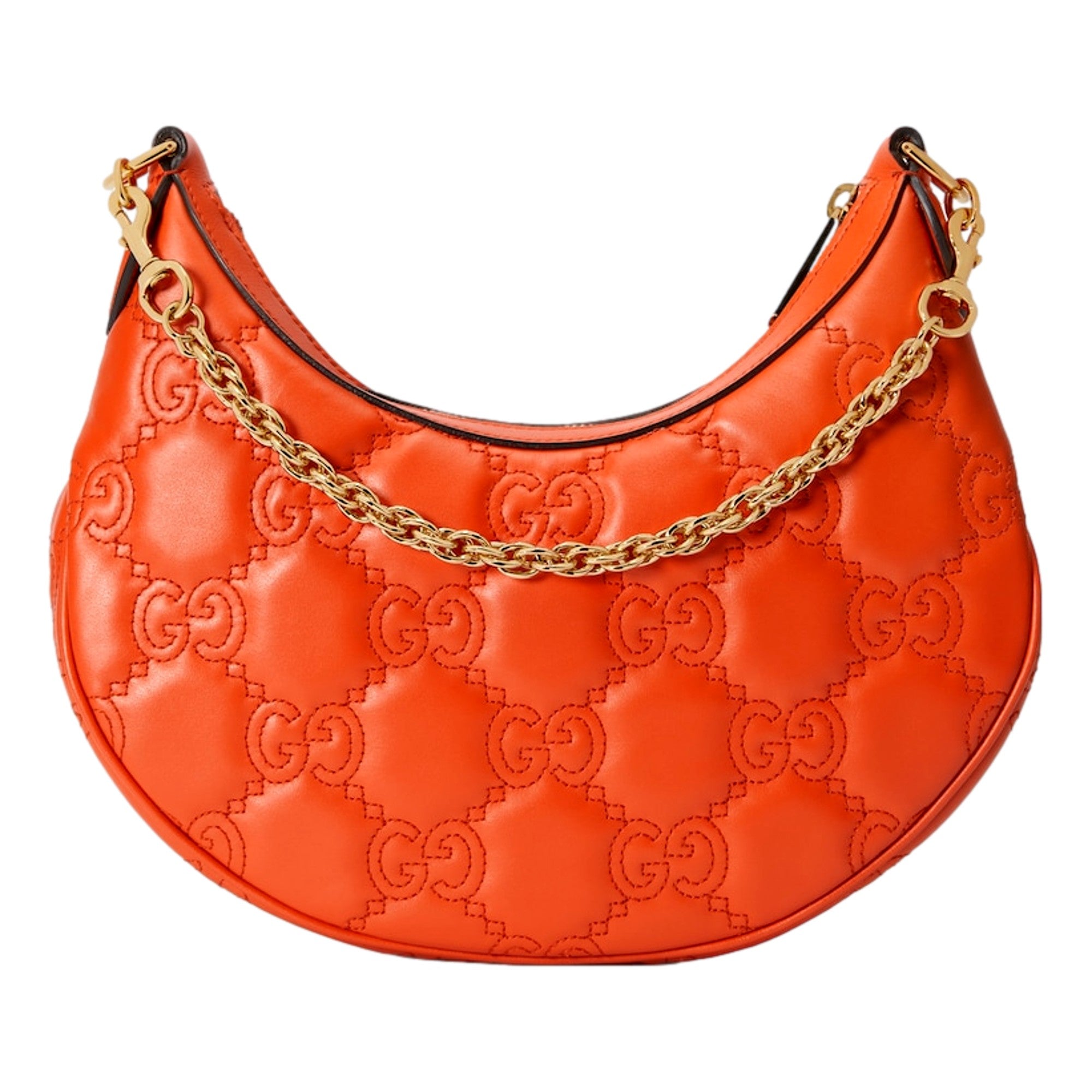 Gucci GG Quilted Matelassé Orange Leather Small Shoulder Handbag