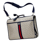 Gucci GG Supreme Canvas Blue Web Stripe Leather Garment Bag