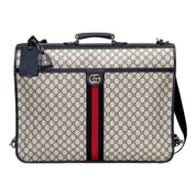 Gucci GG Supreme Canvas Blue Web Stripe Leather Garment Bag