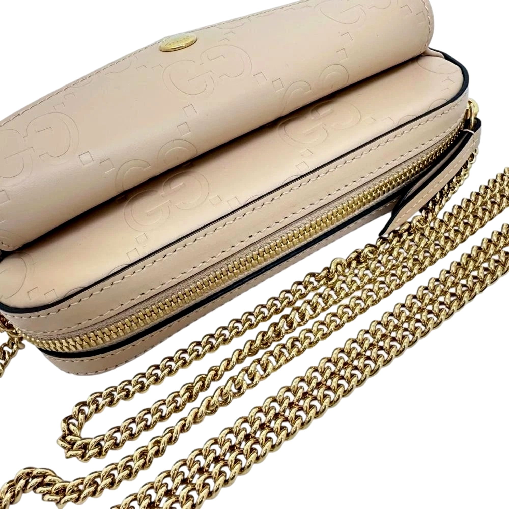 Gucci Gilbert Beige Calfskin Mini Envelope Crossbody Bag