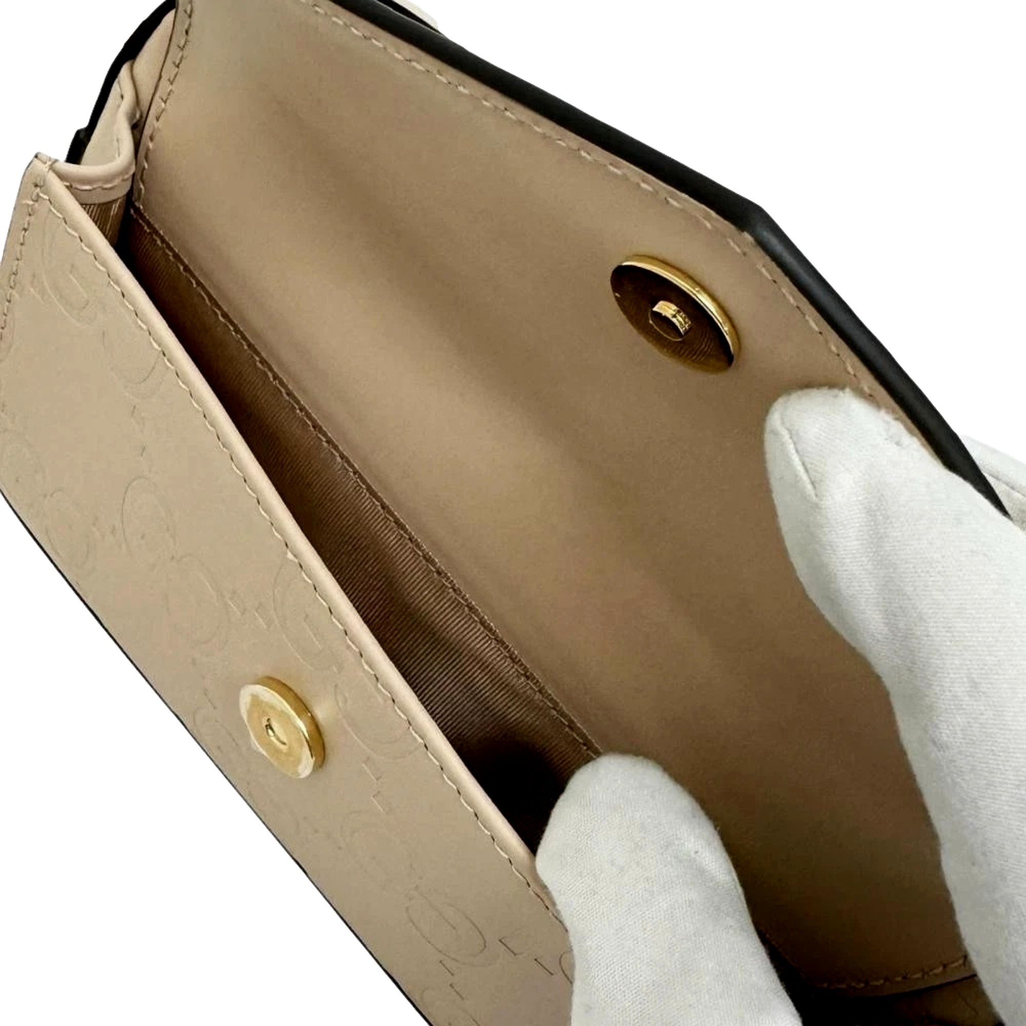 Gucci Gilbert Beige Calfskin Mini Envelope Crossbody Bag