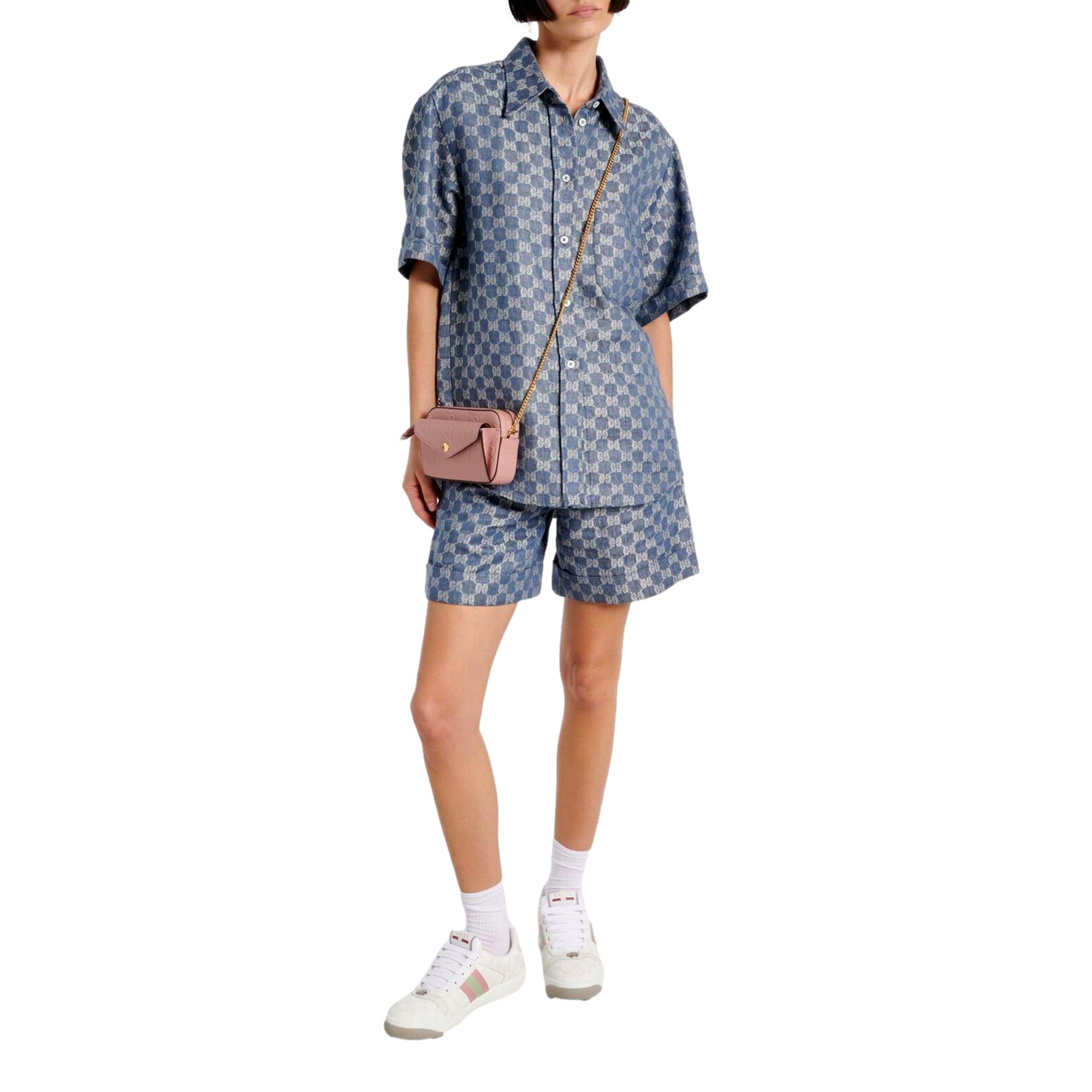 Gucci Gilbert Pink Calfskin Mini Envelope Crossbody Bag