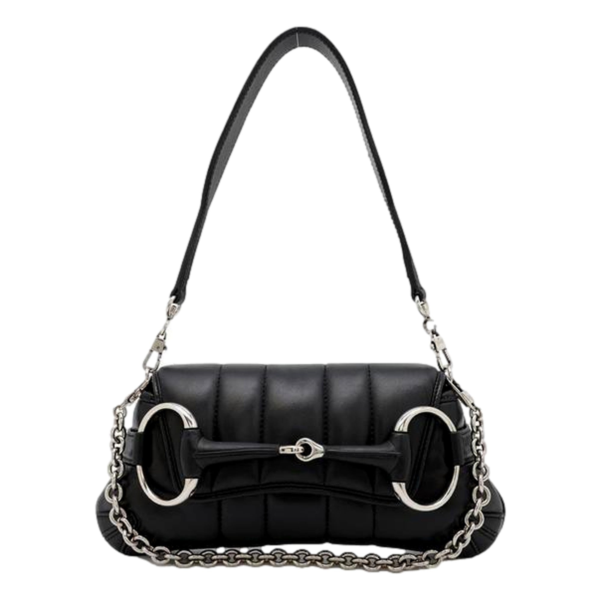 Gucci Horsebit Vertical Black Quilted Leather Small Chain Shoulder Bag