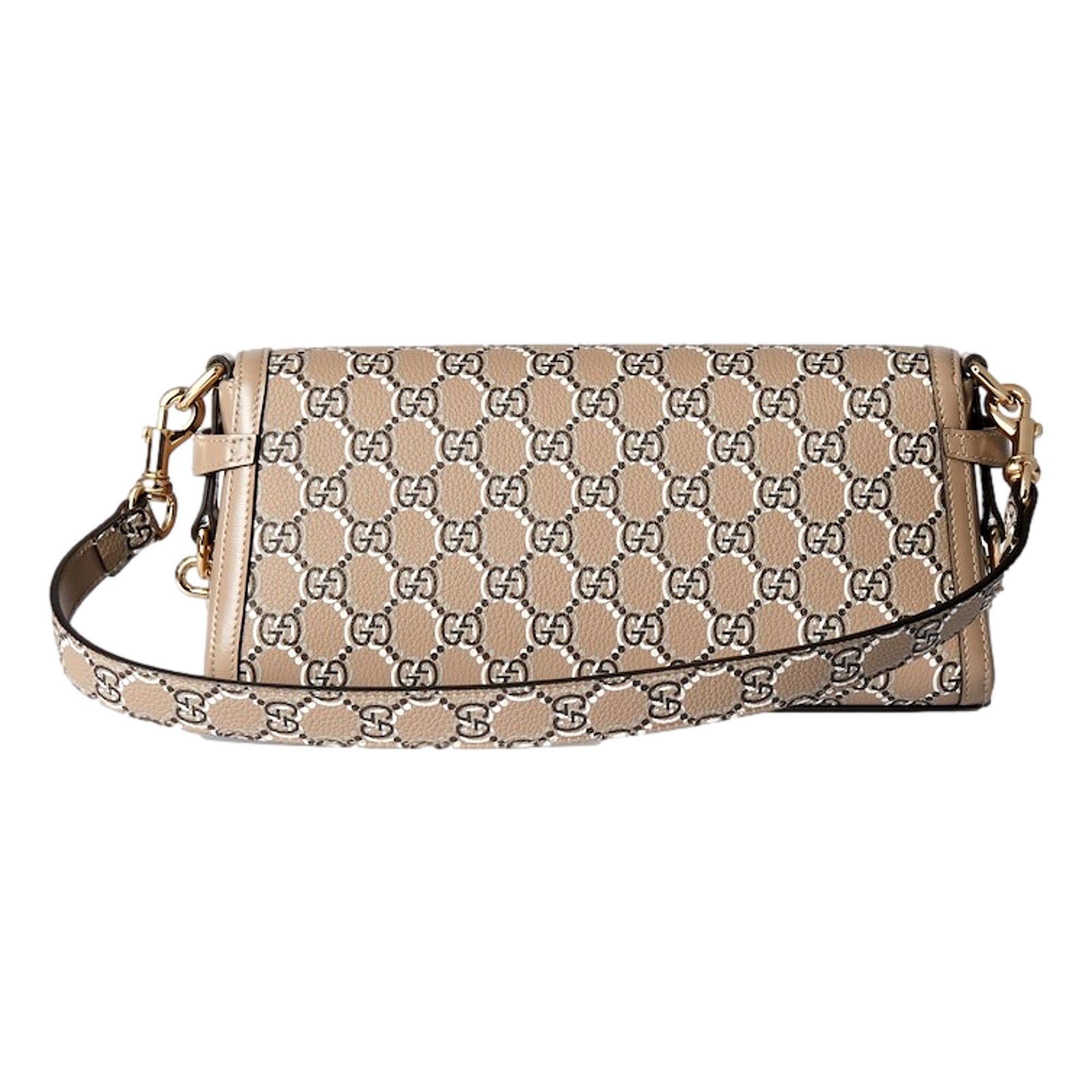 Gucci Luce Optical Printed GG Beige Leather Shoulder Bag