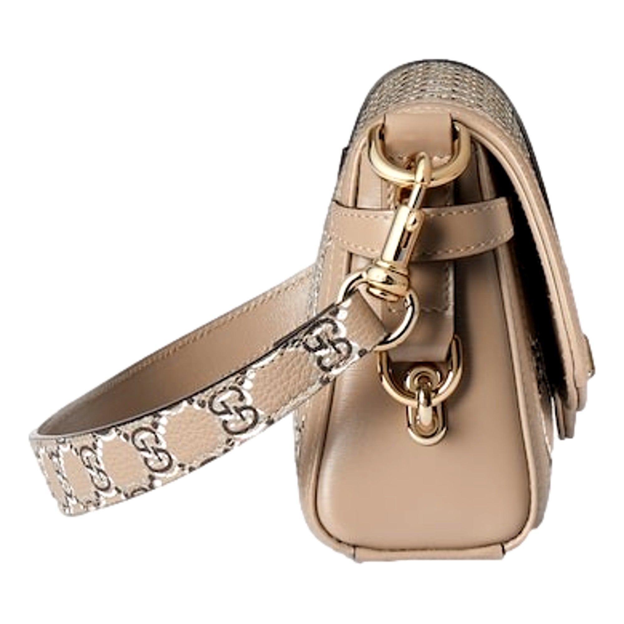 Gucci Luce Optical Printed GG Beige Leather Shoulder Bag
