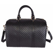 Gucci Microguccissima GG Black Leather Embossed Boston Bag