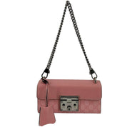 Gucci Pink GG Supreme Pink Leather Padlock Chain Small Handbag