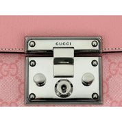 Gucci Pink GG Supreme Pink Leather Padlock Chain Small Handbag