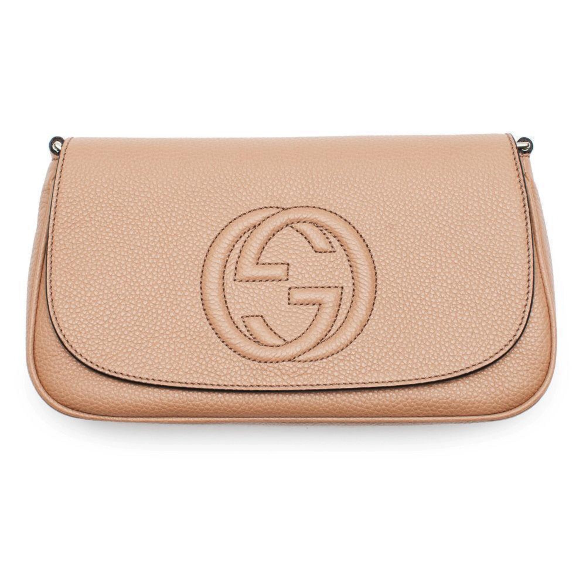 Gucci Soho Disco GG Tassel Gold Chain Camelia Beige Flap Crossbody Bag
